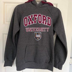 Official OXFORD UNIVERSITY Merch: Gray/Maroon Pullover Hoodie, Size L